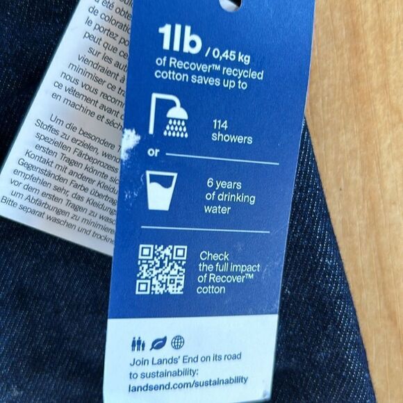 Land's End High Rise Straight Cropped 27" inseam Stretch Straight Jeans 12P - Picture 5 of 13